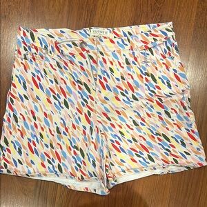 Eloquii Red and Blue Jean Shorts Vibrant Design